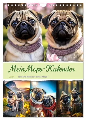 Produktbild von Mein Mops-Kalender (Wandkalender 2027 DIN A4 hoch), CALVENDO Monatskalender