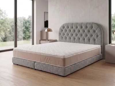Produktbild von Polsterbett  LEON 4 mit Kopfteil, modernes gepolstertes Bett in 140 x 200 cm Farbe: Grau