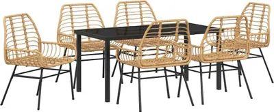 Image de vidaXL Ensemble de jardin 7 pcs brun Poly-Rattan