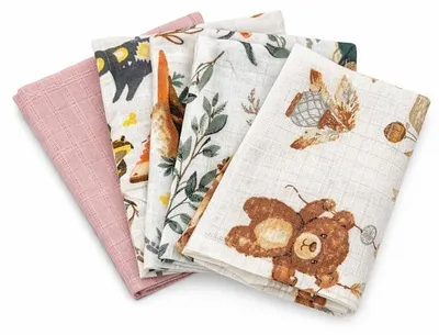 Obrázok produktu pre Bavlnené plienky s potlačou NEW BABY 60x80 cm STANDARD  GIRL 5 ks