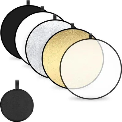 Produktbild von Faltbarer 5in1 Reflektor 60cm silber gold weiß schwarz