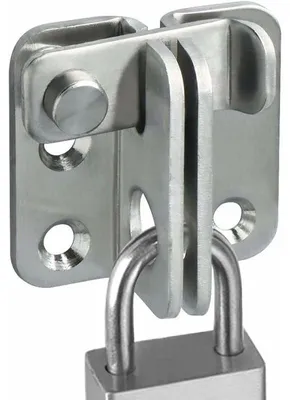 Produktbild von Schiebetürschloss, Vorhängeschloss, Türriegel, Haken, Diebstahlsicherung, Oberfläche aus gebürstetem Edelstahl