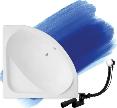 Produktbild von BADLAND Eckbadewanne Badewanne Standard 140x140 mit Ablaufgarnitur und Füßen GRATIS ohne Verkleidung