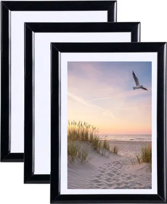 Produktbild von 3er 5er 10er Set Bilderrahmen Fotorahmen aus Kunststoff Bilder Foto Posterrahmen Collage AC-6 Wanddeko - Farbe: 3er Pack Schwarz | Format: 21x29,7 DIN A4