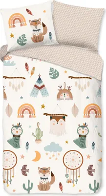 Produktbild von Good Morning KinderBettbezug "tipi-tenten / boho" - Sand - (140x200/220 cm) - Baumwolle