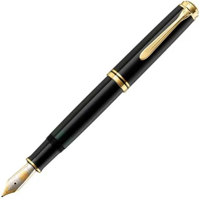 Produktbild von Pelikan M800, Schwarz, Gold, Integriertes Befüllsystem, Gold, Kursiv nib, Gold/Rhodium, Fettdruck