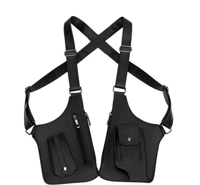 Immagine prodotto di Gilet tattico da uomo – Urban Techwear Body Rig – Fondina per porto occulto e EDC – Fondina regolabile in Finto cuoio, nera