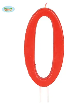 Immagine prodotto di candela rossa numero 0 - decorazione torta di compleanno 12 cm circa