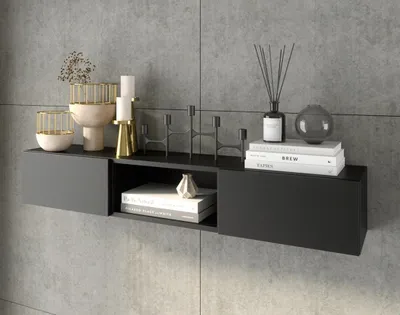 Image de Best Mobilier Felicia - étagère suspendue - 120 cm , Noir
