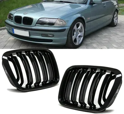 Produktbild von SET Kühlergrill Schwarz GLANZ Doppelsteg passt für BMW 3er E46 Limo Touring bj 98-01