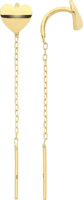 Produktbild von Stylische 9 Karat (375) Gold Herz Damen - Paar Ohrringe - 37mm*6mm; TRS26934