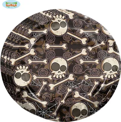 Produktbild von 8 Halloween Knochen Teller, 23 cm