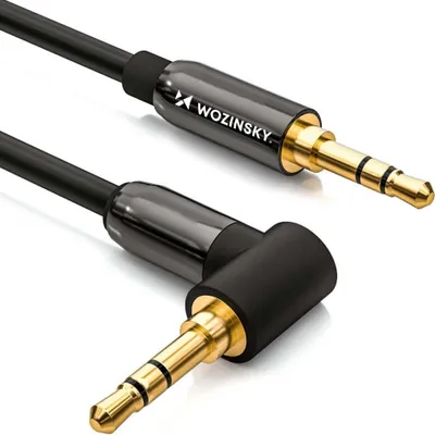 Obrázek produktu pro Wozinsky úhlový kabel AUX, 3,5mm minijack, 3 m, černý
