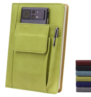 Immagine prodotto di Omgoods - Taccuino in pelle A5, ricaricabile - Quaderno con copertina rigida e portapenne