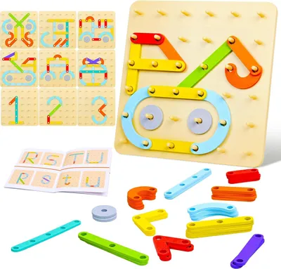 Zdjęcie produktu dla Montessori – plansza edukacyjna – układanka – drewniana układanka – zabawki Montessori – drewniana plansza geometryczna – zabawki edukacyjne – tablica z kołeczkami dla dzieci