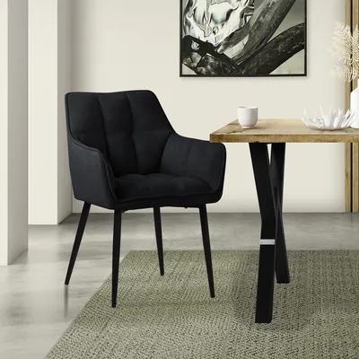 Produktbild von ML-Design Esszimmerstuhl aus Frotteestoff, Schwarz, mit dickem gepolsterter Sitz