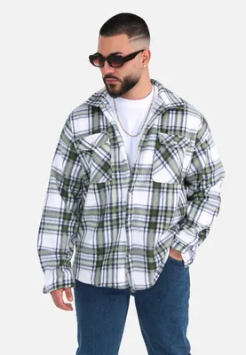 Produktbild von Herren Fleece Hemdjacke M Grün-Weiß (50)