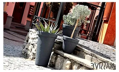 Produktbild von Blumenkübel Pflanztopf Blumentopf Pflanzkübel Tower Ø 48cm mit Einsatz Höhe 79cm Anthrazit
