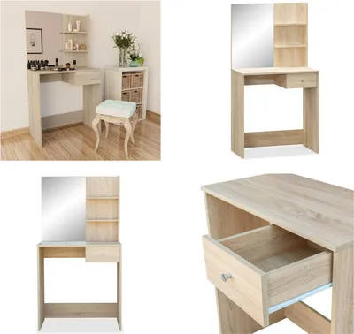 Immagine prodotto di vidaXL Tavolo da toeletta in legno 75x40x141 cm in rovere - Tavolo da toeletta - Tavoli da toeletta - Tavoli cosmetici - Tavoli cosmetici