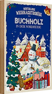 Produktbild von Holzschild Weihnachtsgrüße BUCHHOLZ 20x30cm