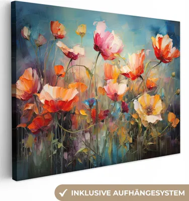 Zdjęcie produktu dla MuchoWow® - Obraz na płótnie - Kwiaty - Akwarela - Sztuka - Botaniczny - Natura, fototapeta, dekoracja ścienna obrazy salon, 80x60cm