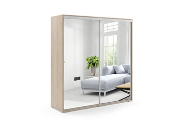 Produktbild von A1 Schlafzimmerschrank mit 2 Schiebetüren, Spiegel - Sonoma - 175 x 62 x 245 cm