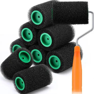 Produktbild von INF Schwarzes Walzenbürsten-Set – 1 Rahmen + 9 Walzenbürsten