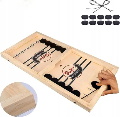 Produktbild von Holz-Tischhockeyspiel Geschicklichkeitsspiel für Familien