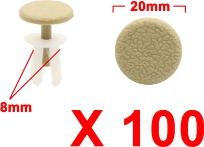 Image de 100Pcs Rivet plastique Blanc 8mm Clips fixation lèche-vitre Voiture