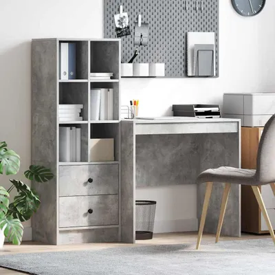 Image de Maison Exclusive - Bureau avec tiroir 2 pcs Gris béton