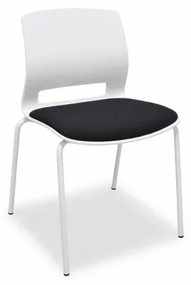 Produktbild von Seminarstuhl mit weißer Kunststoffrückenlehne und schwarzem Sitz