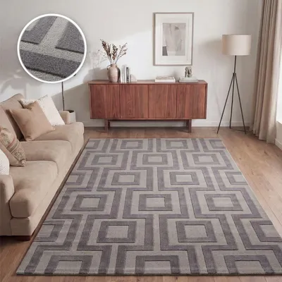 Produktbild von TT Home Wohnzimmer Teppich Esszimmer Kurzflor Boho Design Skandinavisch Abstrakte Optik Unifarben Hoch-Tief-Effekt Modern Größe 120x160 cm