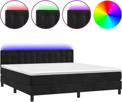Produktbild von vidaXL Boxspringbett mit Matratze & LED Schwarz 160x200 cm Samt