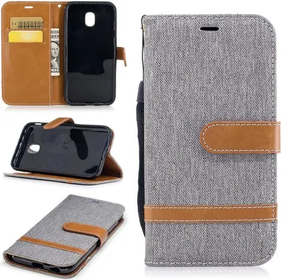 Produktbild von Tasche für Samsung Galaxy J5 2017 Jeans Cover Handy Schutz Hülle Case Grau