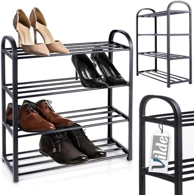 Image de Étagère à chaussures en métal, 4 niveaux, dimensions 49,5 x 18,5 x 56,5 cm, idéale pour l'entrée et la chambre