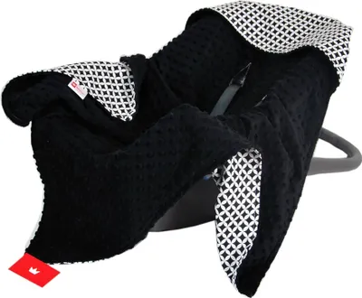 Produktbild von BabyLux EINSCHLAGDECKE 90x90 cm Babyschale Minky Decke 12. Schwarz + Maroko