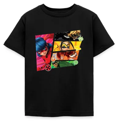 Produktbild von Spreadshirt Miraculous Superhelden Kinder T-Shirt, 110/116 (5-6 Jahre), Schwarz