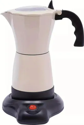 Produktbild von Espressokocher - Elektrische Mokkakanne - 6 Tassen - Fassungsvermögen 300 ml - Mit Basisstation - Cremeweiß
