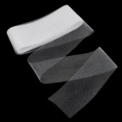 Productafbeelding van 21 m x 10 cm elastische zachte paardenhaarvlecht - Witte polyester paardenhaar - Bruidsjurken - Dansjurken
