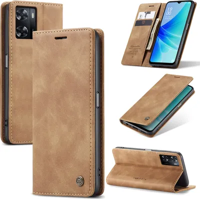 Image de Housse OPPO A57 4G, étui rétro en cuirPolyuréthaneavec support pour OPPO A57 4G/A57S/A77 4G/A57e/A77S/OnePlus Nord N20 SE Marron