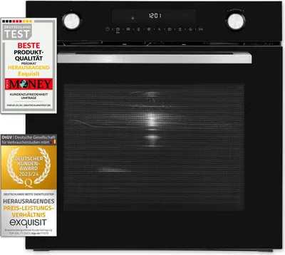 Produktbild von Exquisit Einbau-Mikrowelle EBEM 797-H-030 schwarz | Heißluft und Grill | max. 1800 W | Garraum 72 l | Schwarz-Glas Front