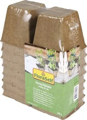 Obrázek produktu pro Rašelinové květináče FloraSelf 7,5 x 7,5 x 8 cm 16 ks