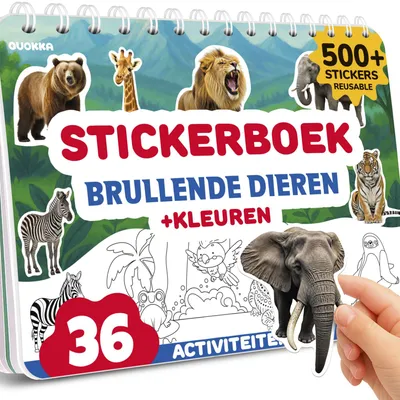 Stickerbuch Kinder 3-5, 500+ Sticker, realistische Tiere, Ausmalen & Aufkleben