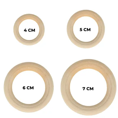 Zdjęcie produktu dla 18 drewnianych pierścieni 4/5/6/7 cm