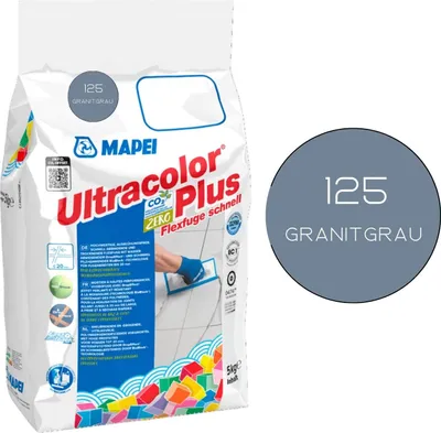 Produktbild von MAPEI® ULTRACOLOR PLUS Fugenmörtel 125 granitgrau 5 kg Flexfuge ohne Ausblühen schnell trocknend Fliesenfuge