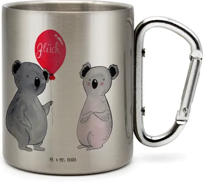 Produktbild von Mr. & Mrs. Panda Trinkbecher Edelstahl Koala Luftballon - Transparent - Geschenk, Thermobecher, Karabiner Becher, Teetasse, Geburtstag, thermotasse, Kaffeebecher, Aus
