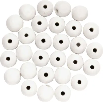 Produktbild von Glorex Holzperle 12 mm weiß - 28 Stück