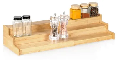 Image de Étagère de cuisine en bambou, 3 niveaux réglables 33,5-59,5 cm