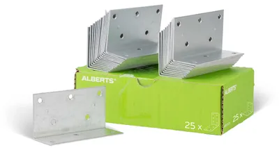 Zdjęcie produktu dla Alberts 847487 Szeroki kąt, ocynkowany metodą Sendzimira, 60 x 40 x 115 mm, zestaw 25 sztuk