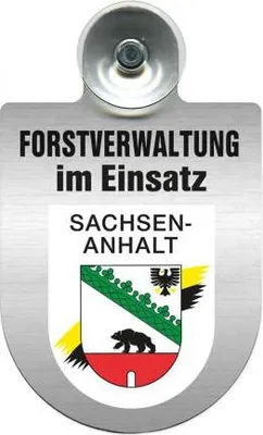 Produktbild von Einsatzschild für Windschutzscheibe incl. Saugnapf - Forstverwaltung im Einsatz - 309732-  Wappen nach Wahl Color - Region Sachsen-Anhalt